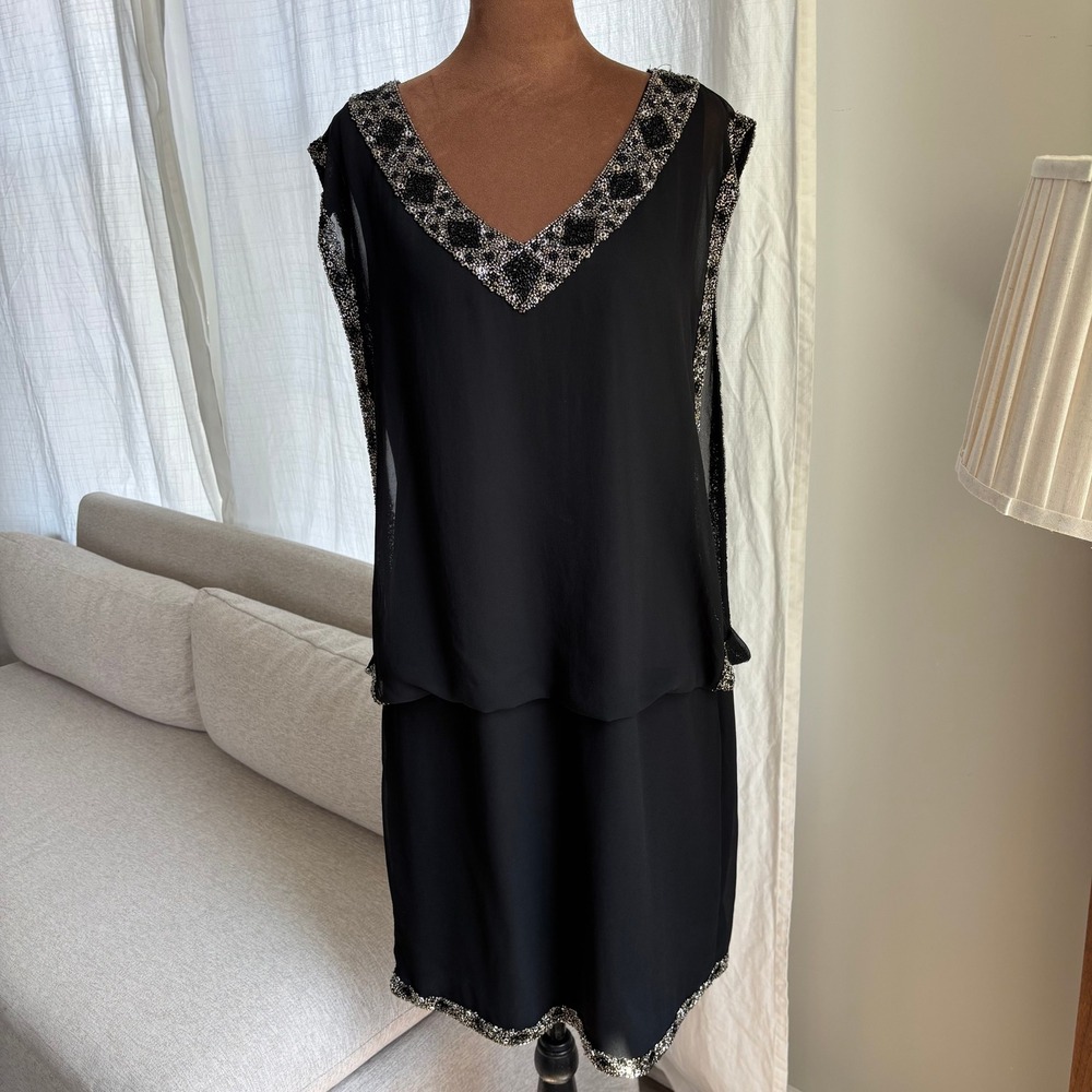 90s Vintage J Kara Beaded Cocktail Dress 10 Homecoming Hoco Holiday Party Y2K